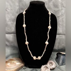Seashell Necklace Vintage Hawaiian Lei Cream Color Single Strand